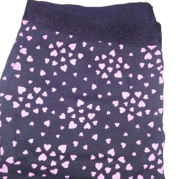 Victoria Secret Pajama Set Sleepwear Top & Bottom Small Thermal Black Pink Heart - Picture 6 of 8